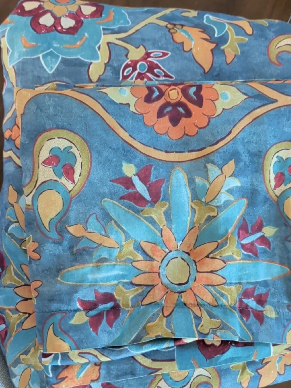 Eikei Blue Floral Medallion 100% Egyptian Cotton King 3 Piece Duvet Set